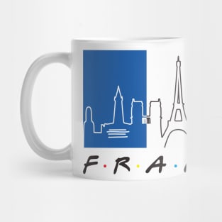 france flag and skyline Mug